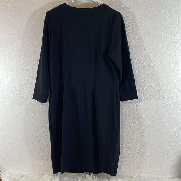 BOSTON PROPER Black Knit Dress Gold Zippers Size Medium - Picture 4 of 8